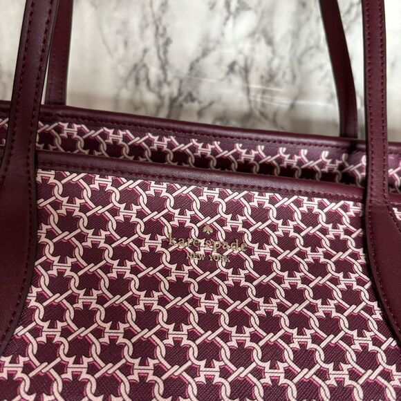 Kate Spade New York Spade Link Tote Large Bag zip pink saffiano pvc leather - Picture 2 of 11